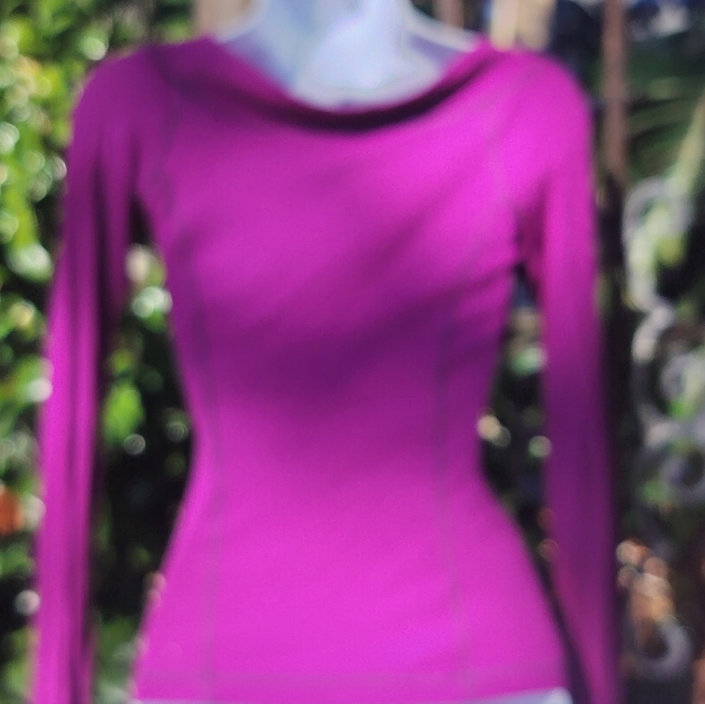 Bebe Fuchsia Long-Sleeve Logo Top - Picture 4 of 11